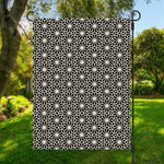 Black And White Geometric Floral Print Garden Flag