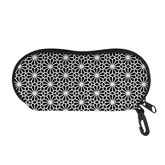 Black And White Geometric Floral Print Glasses Case