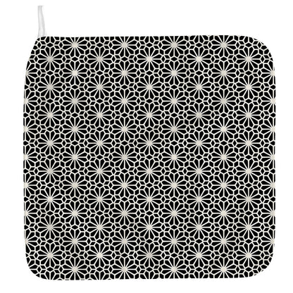 Black And White Geometric Floral Print Hand Towel