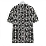 Black And White Geometric Floral Print Hawaiian Shirt