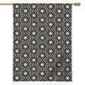 Black And White Geometric Floral Print House Flag