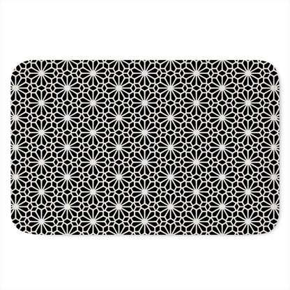 Black And White Geometric Floral Print Indoor Door Mat