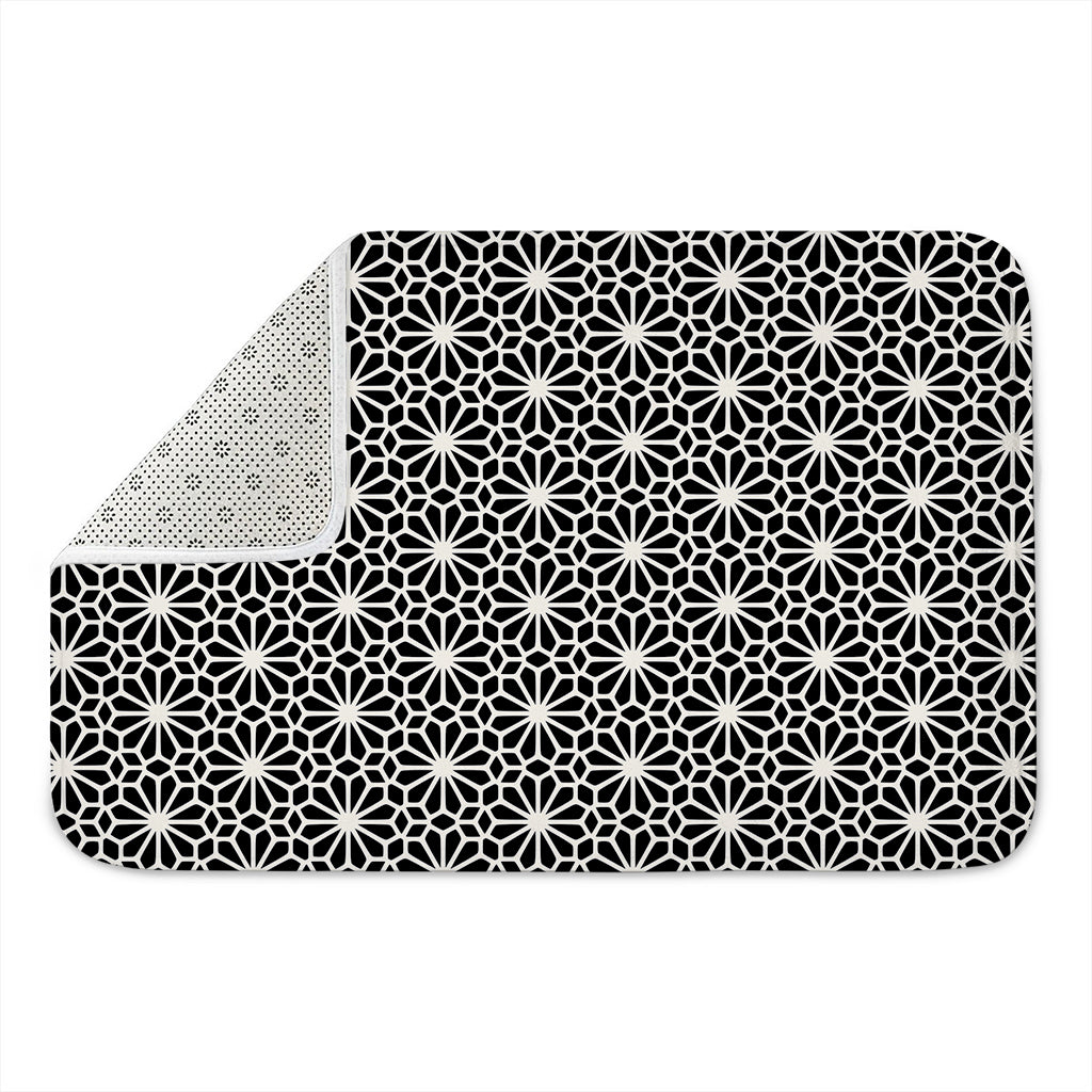 Black And White Geometric Floral Print Indoor Door Mat