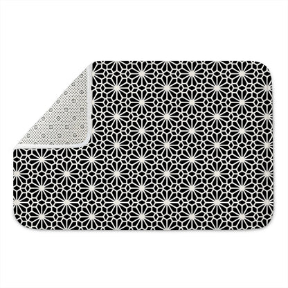 Black And White Geometric Floral Print Indoor Door Mat