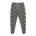 Black And White Geometric Floral Print Jogger Pants