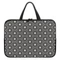 Black And White Geometric Floral Print Laptop Sleeve With Handle