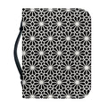 Black And White Geometric Floral Print Leather Bible Cover