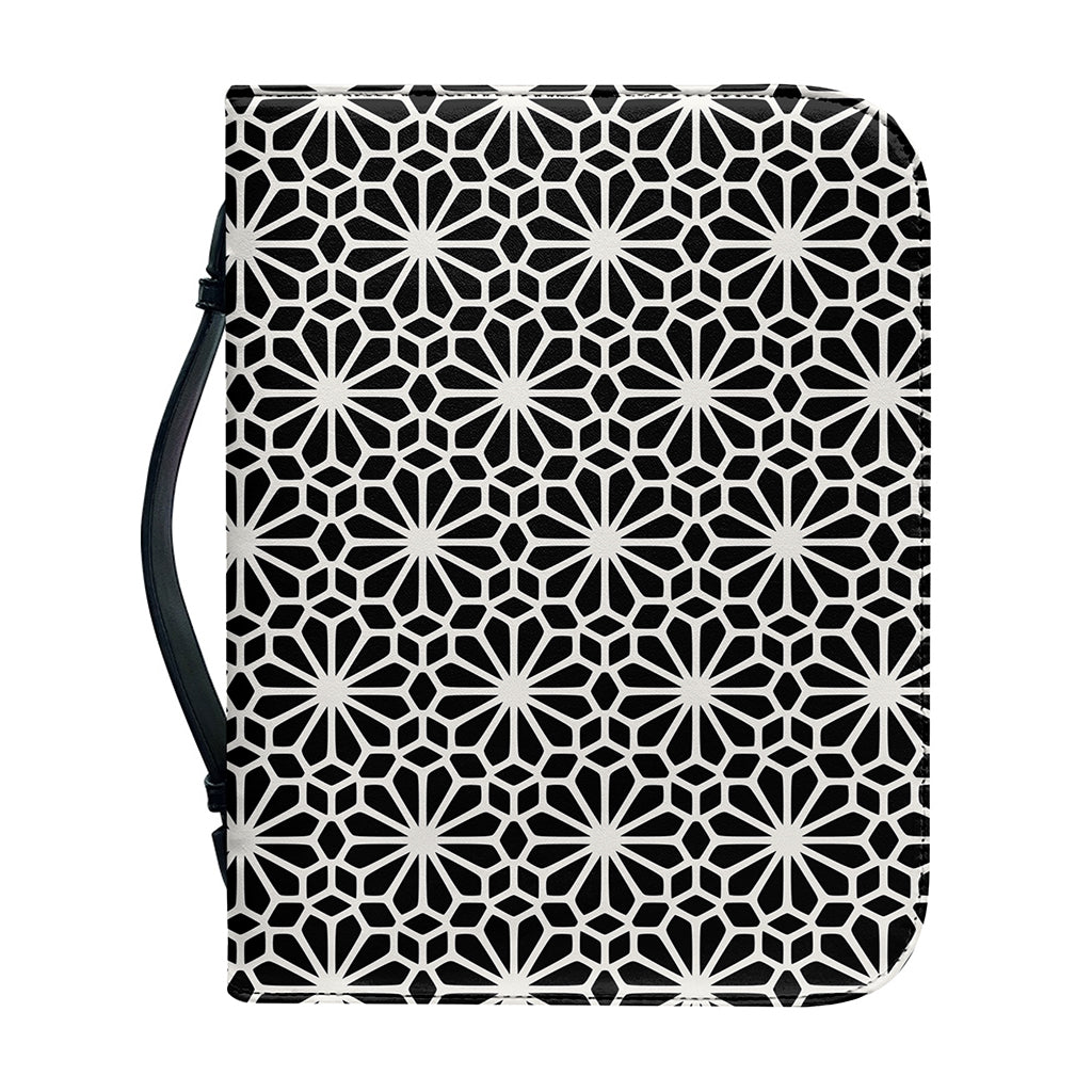 Black And White Geometric Floral Print Leather Bible Cover