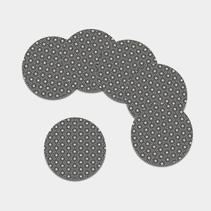 Black And White Geometric Floral Print Leather Coaster Set