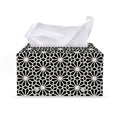 Black And White Geometric Floral Print Leather Tissue Box Cover