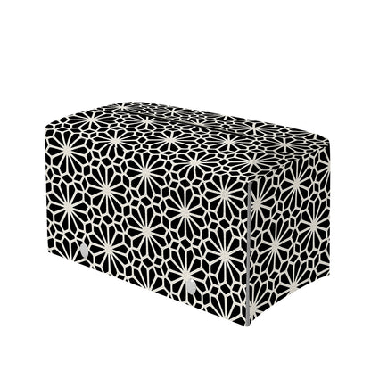 Black And White Geometric Floral Print Leather Tissue Box Cover
