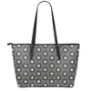 Black And White Geometric Floral Print Leather Tote Bag