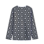 Black And White Geometric Floral Print Long Sleeve Short Coat