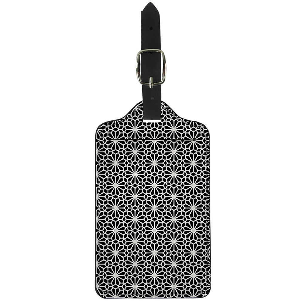 Black And White Geometric Floral Print Luggage Tag