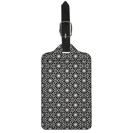 Black And White Geometric Floral Print Luggage Tag