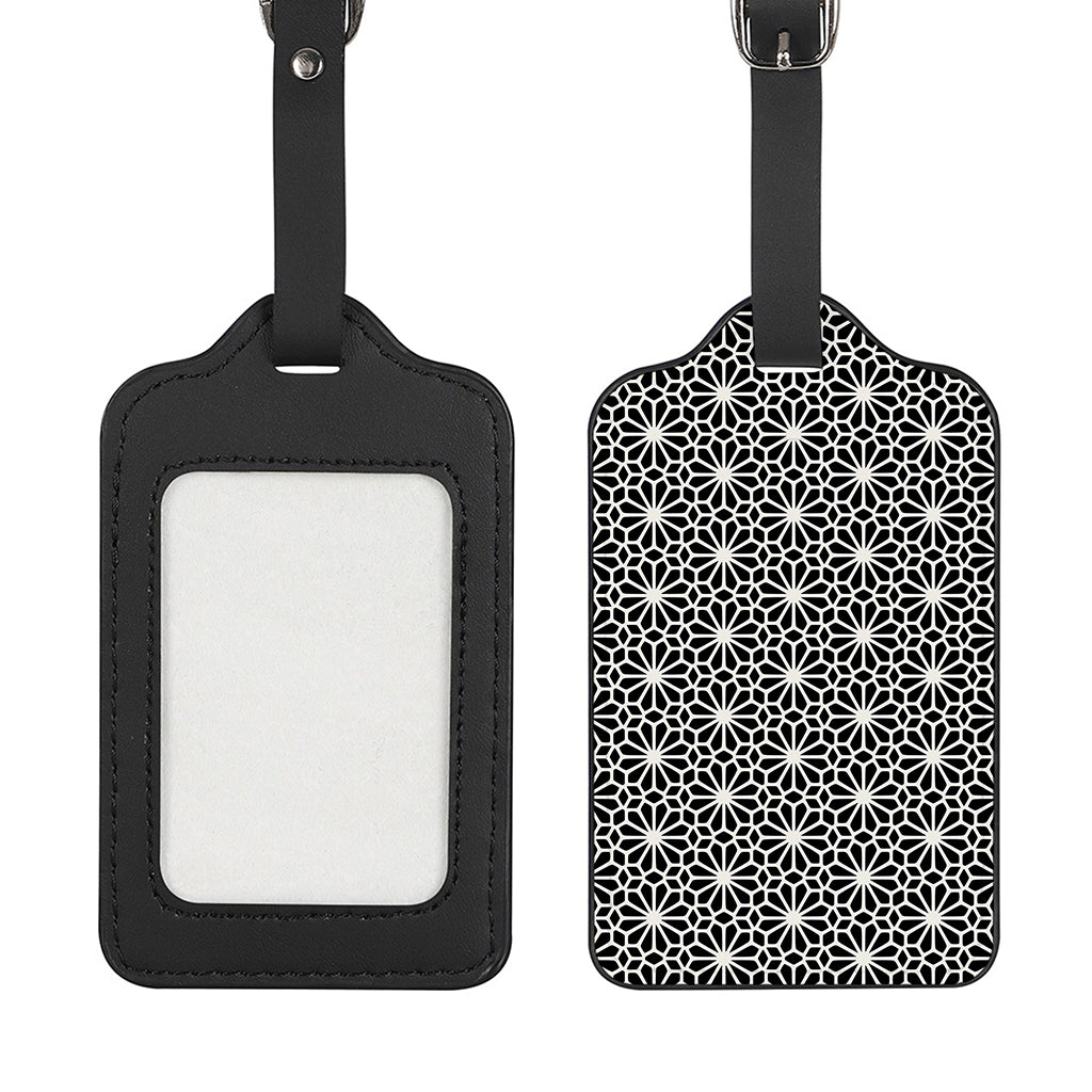 Black And White Geometric Floral Print Luggage Tag