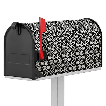 Black And White Geometric Floral Print Mailbox Cover