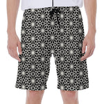 Black And White Geometric Floral Print Men's Beach Shorts