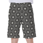 Black And White Geometric Floral Print Men's Beach Shorts