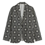 Black And White Geometric Floral Print Men's Blazer