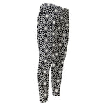 Black And White Geometric Floral Print Men's Compression Pants