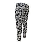Black And White Geometric Floral Print Men's Compression Pants