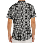 Black And White Geometric Floral Print Men's Deep V-Neck Shirt