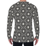 Black And White Geometric Floral Print Men's Long Sleeve T-Shirt