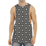 Black And White Geometric Floral Print Men's Muscle Tank Top