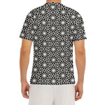 Black And White Geometric Floral Print Men's Short Sleeve Rash Guard