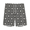 Black And White Geometric Floral Print Men's Athletic Shorts