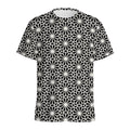 Black And White Geometric Floral Print Men's Athletic T-Shirt