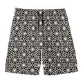 Black And White Geometric Floral Print Men's Swim Trunks