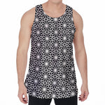 Black And White Geometric Floral Print Men's Velvet Tank Top