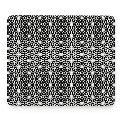 Black And White Geometric Floral Print Mouse Pad
