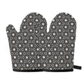 Black And White Geometric Floral Print Oven Mitts
