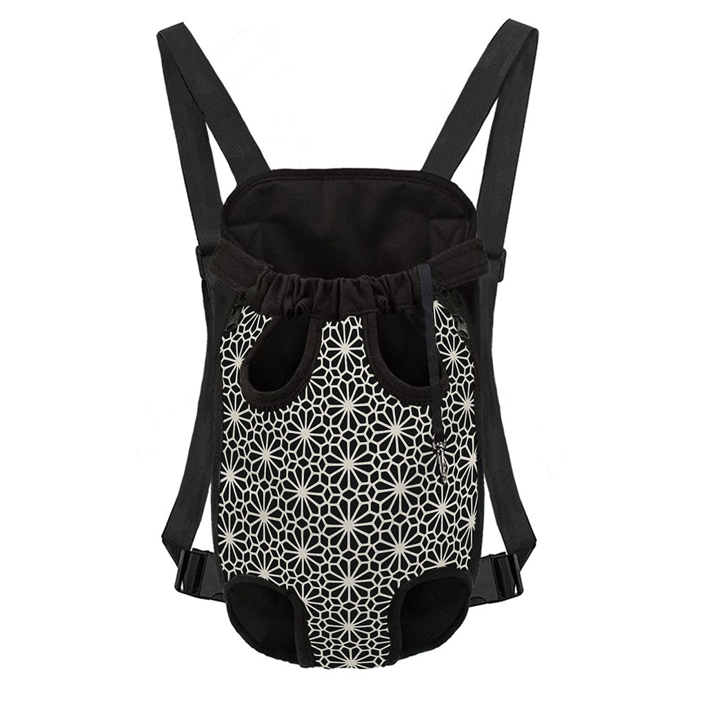 Black And White Geometric Floral Print Pet Carrier Backpack