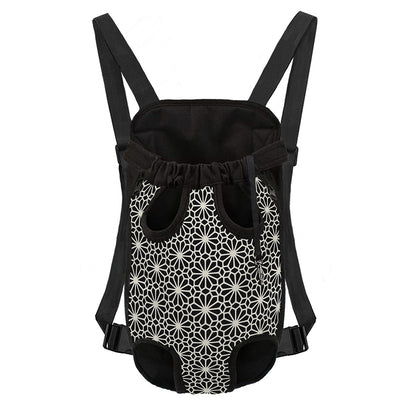 Black And White Geometric Floral Print Pet Carrier Backpack