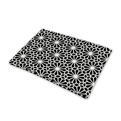 Black And White Geometric Floral Print Pet Cooling Mat Cover