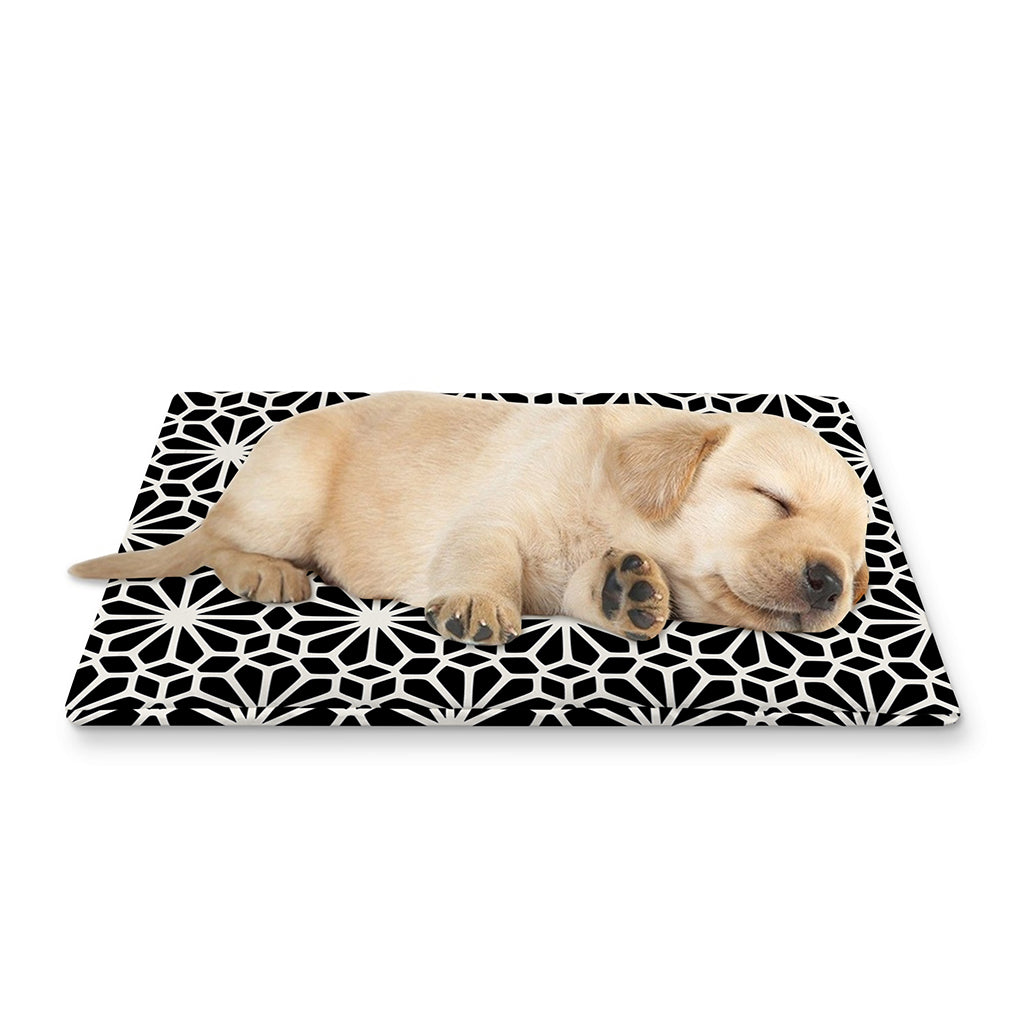 Black And White Geometric Floral Print Pet Cooling Mat Cover