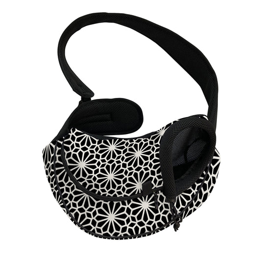 Black And White Geometric Floral Print Pet Sling Carrier