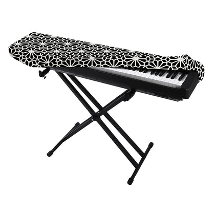 Black And White Geometric Floral Print Piano Keyboard Cover