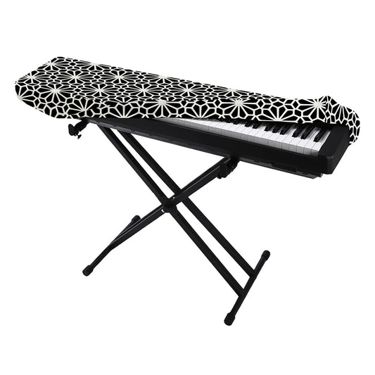 Black And White Geometric Floral Print Piano Keyboard Cover