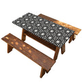 Black And White Geometric Floral Print Picnic Table Cover