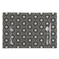 Black And White Geometric Floral Print Placemat