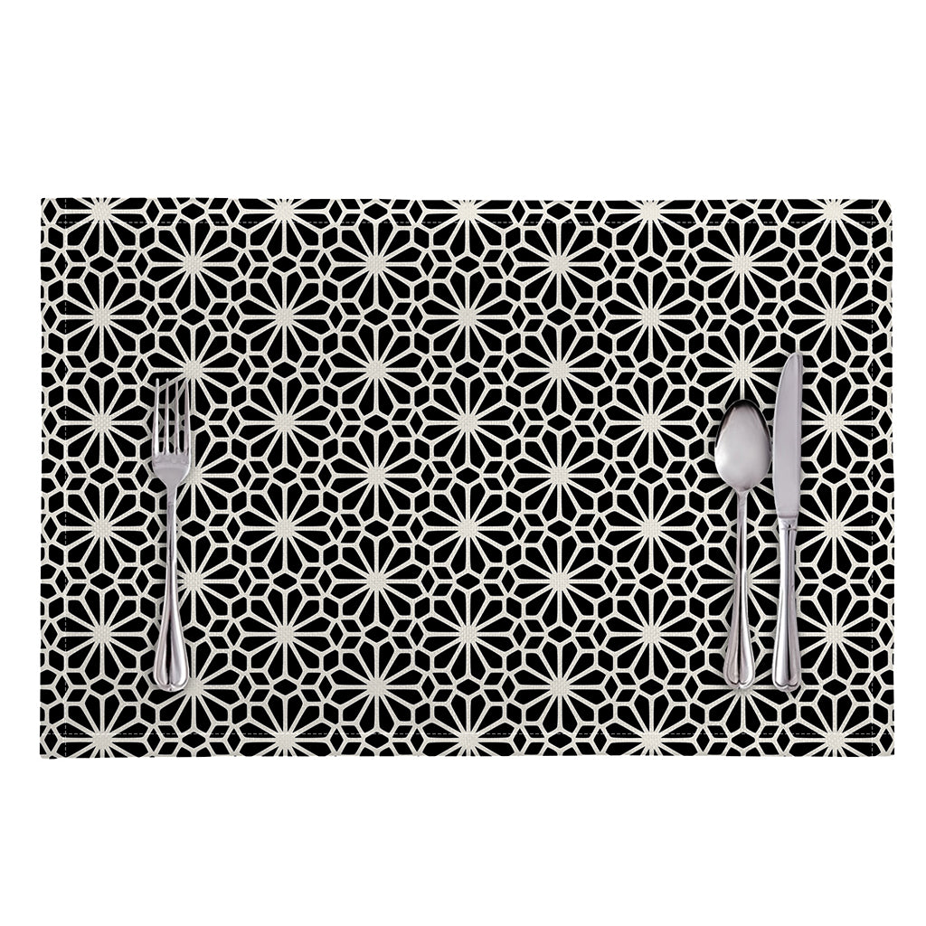 Black And White Geometric Floral Print Placemat