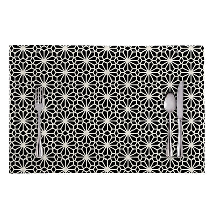 Black And White Geometric Floral Print Placemat