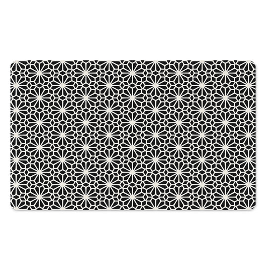 Black And White Geometric Floral Print Polyester Doormat