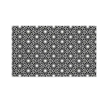 Black And White Geometric Floral Print Polyester Flag