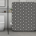 Black And White Geometric Floral Print Polyester Shower Curtain